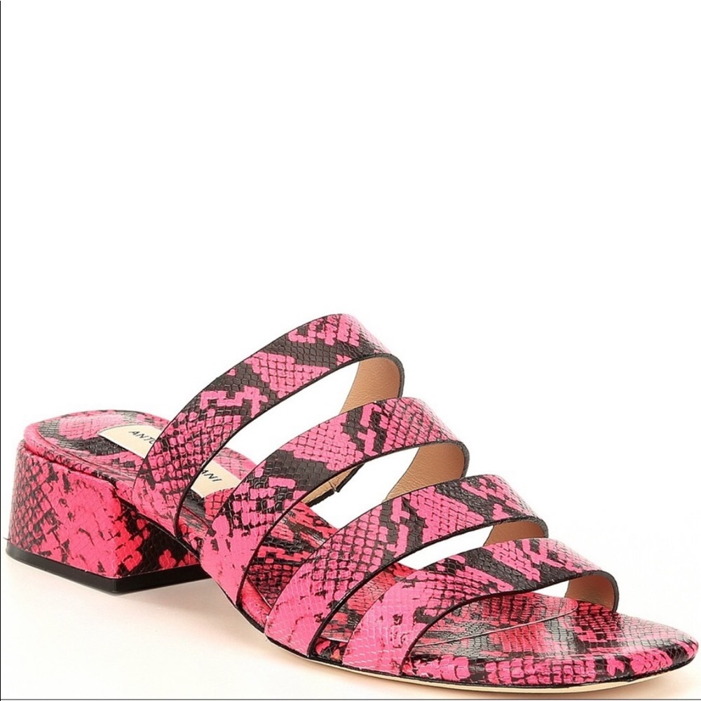 Antonio Melani Womens Cosgrove Neon Pink Snake print Sandals